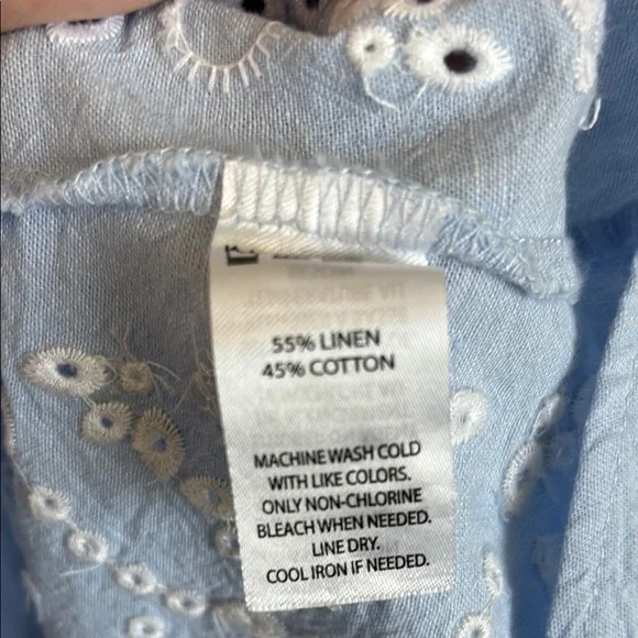 Saks Fifth Avenue Light Blue Midi Dress with Embroidered Sleeves - Picture 8 of 8